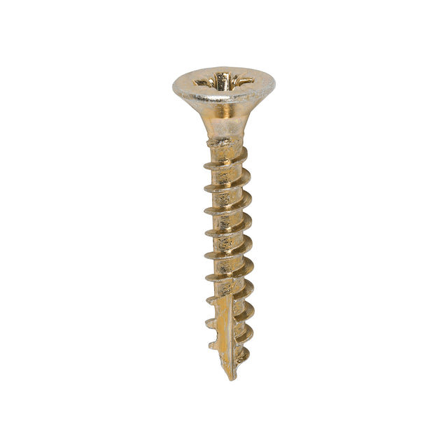 This is an image showing TIMCO Classic Multi-Purpose Screws - PZ - Double Countersunk - Yellow - 4.0 x 25 - 200 Pieces Box available from T.H Wiggans Ironmongery in Kendal, quick delivery at discounted prices.