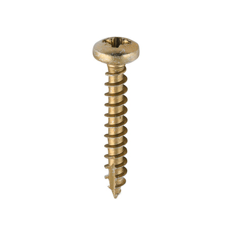 This is an image showing TIMCO Classic Multi-Purpose Screws - PZ - Pan Head - Yellow - 4.0 x 25 - 200 Pieces Box available from T.H Wiggans Ironmongery in Kendal, quick delivery at discounted prices.