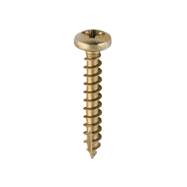 This is an image showing TIMCO Classic Multi-Purpose Screws - PZ - Pan Head - Yellow - 4.0 x 25 - 200 Pieces Box available from T.H Wiggans Ironmongery in Kendal, quick delivery at discounted prices.