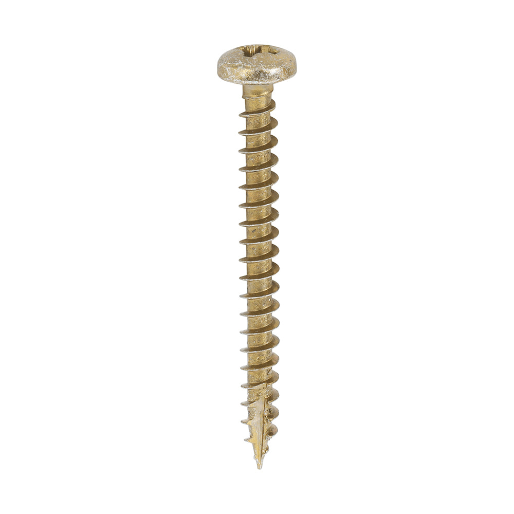 This is an image showing TIMCO Classic Multi-Purpose Screws - PZ - Pan Head - Yellow - 4.0 x 40 - 200 Pieces Box available from T.H Wiggans Ironmongery in Kendal, quick delivery at discounted prices.