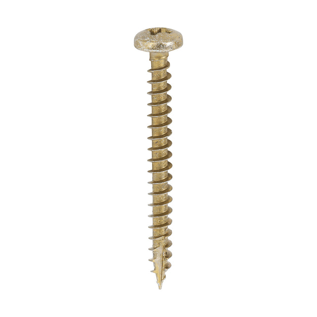 This is an image showing TIMCO Classic Multi-Purpose Screws - PZ - Pan Head - Yellow - 4.0 x 40 - 200 Pieces Box available from T.H Wiggans Ironmongery in Kendal, quick delivery at discounted prices.