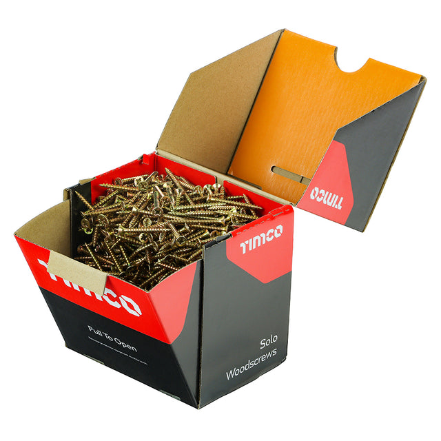 This is an image showing TIMCO Solo Chipboard & Woodscrews - Industry Pack - PZ - Double Countersunk - Yellow - 4.0 x 40 - 1000 Pieces Box available from T.H Wiggans Ironmongery in Kendal, quick delivery at discounted prices.