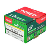 This is an image showing TIMCO C2 Strong-Fix - PZ - Double Countersunk - Twin-Cut - Yellow - 4.0 x 45 - 200 Pieces Box available from T.H Wiggans Ironmongery in Kendal, quick delivery at discounted prices.