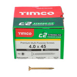 This is an image showing TIMCO C2 Strong-Fix - PZ - Double Countersunk - Twin-Cut - Yellow - 4.0 x 45 - 200 Pieces Box available from T.H Wiggans Ironmongery in Kendal, quick delivery at discounted prices.