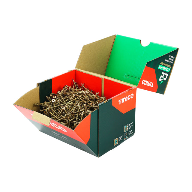 This is an image showing TIMCO C2 Strong-Fix - PZ - Double Countersunk - Twin-Cut - Yellow - 4.0 x 50 - 1000 Pieces Box available from T.H Wiggans Ironmongery in Kendal, quick delivery at discounted prices.