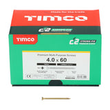 This is an image showing TIMCO C2 Strong-Fix - PZ - Double Countersunk - Twin-Cut - Yellow - 4.0 x 60 - 1000 Pieces Box available from T.H Wiggans Ironmongery in Kendal, quick delivery at discounted prices.