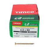 This is an image showing TIMCO C2 Strong-Fix - PZ - Double Countersunk - Twin-Cut - Yellow - 4.0 x 60 - 200 Pieces Box available from T.H Wiggans Ironmongery in Kendal, quick delivery at discounted prices.