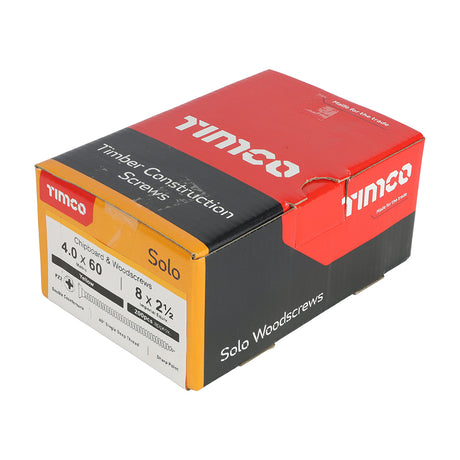 This is an image showing TIMCO Solo Chipboard & Woodscrews - PZ - Double Countersunk - Yellow - 4.0 x 60 - 200 Pieces Box available from T.H Wiggans Ironmongery in Kendal, quick delivery at discounted prices.