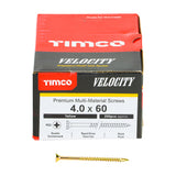 This is an image showing TIMCO Velocity Premium Multi-Use Screws - PZ - Double Countersunk - Yellow
 - 4.0 x 60 - 200 Pieces Box available from T.H Wiggans Ironmongery in Kendal, quick delivery at discounted prices.