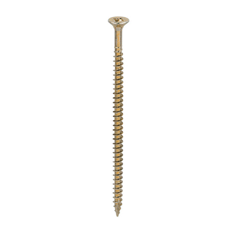 This is an image showing TIMCO Classic Multi-Purpose Screws - PZ - Double Countersunk - Yellow - 4.0 x 80 - 200 Pieces Box available from T.H Wiggans Ironmongery in Kendal, quick delivery at discounted prices.