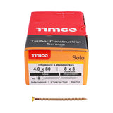 This is an image showing TIMCO Solo Chipboard & Woodscrews - PZ - Double Countersunk - Yellow - 4.0 x 80 - 200 Pieces Box available from T.H Wiggans Ironmongery in Kendal, quick delivery at discounted prices.