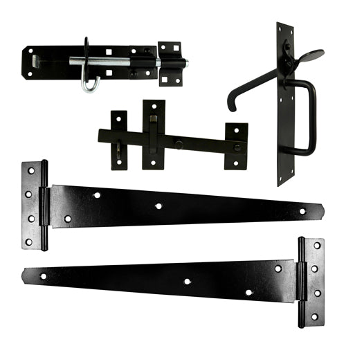 This is an image showing TIMCO Side Gate Kit - Suffolk Latch - Black - 18" - 1 Each TIMbag available from T.H Wiggans Ironmongery in Kendal, quick delivery at discounted prices.