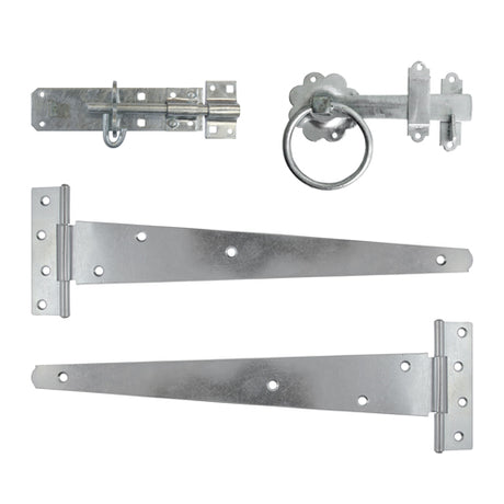 This is an image showing TIMCO Side Gate Kit - Ring Latch - Hot Dipped Galvanised - 18" - 1 Each TIMbag available from T.H Wiggans Ironmongery in Kendal, quick delivery at discounted prices.