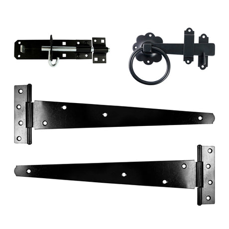 This is an image showing TIMCO Side Gate Kit - Ring Latch - Black - 18" - 1 Each TIMbag available from T.H Wiggans Ironmongery in Kendal, quick delivery at discounted prices.