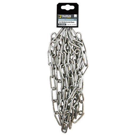 This is an image showing TIMCO Welded Link Chain - Hot Dipped Galvanised - 4 x 32 x 8mm (3m) - 1 Each Clip available from T.H Wiggans Ironmongery in Kendal, quick delivery at discounted prices.