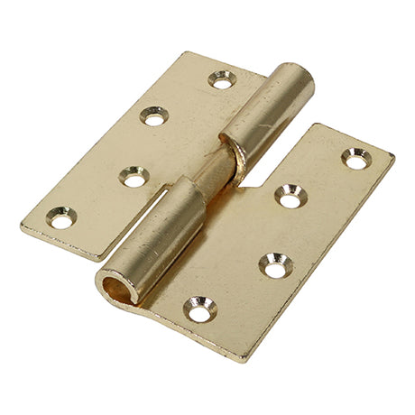 This is an image showing TIMCO Rising Butt Hinge (466) - Right Hand - Electro Brass - 100 x 86 - 2 Pieces Plain Bag available from T.H Wiggans Ironmongery in Kendal, quick delivery at discounted prices.