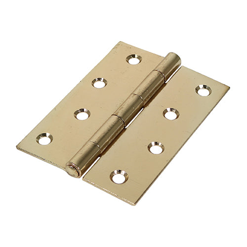 This is an image showing TIMCO Plain Butt Hinge - Fixed Pin (1838) - Electro Brass - 100 x 70 - 2 Pieces Plain Bag available from T.H Wiggans Ironmongery in Kendal, quick delivery at discounted prices.