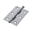 This is an image showing TIMCO Plain Butt Hinge - Loose Pin (1840) - Polished Chrome - 75 x 50 - 2 Pieces Plain Bag available from T.H Wiggans Ironmongery in Kendal, quick delivery at discounted prices.