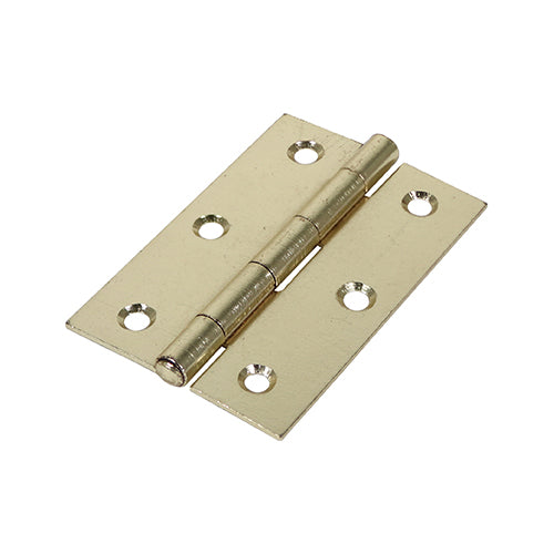 This is an image showing TIMCO Plain Butt Hinge - Fixed Pin (1838) - Electro Brass - 90 x 60 - 2 Pieces Plain Bag available from T.H Wiggans Ironmongery in Kendal, quick delivery at discounted prices.