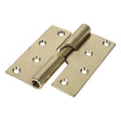 This is an image showing TIMCO Rising Butt Hinge (466) - Left Hand - Electro Brass - 100 x 86 - 2 Pieces Plain Bag available from T.H Wiggans Ironmongery in Kendal, quick delivery at discounted prices.