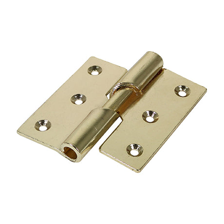 This is an image showing TIMCO Rising Butt Hinge (466) - Left Hand - Electro Brass - 75 x 72 - 2 Pieces Plain Bag available from T.H Wiggans Ironmongery in Kendal, quick delivery at discounted prices.