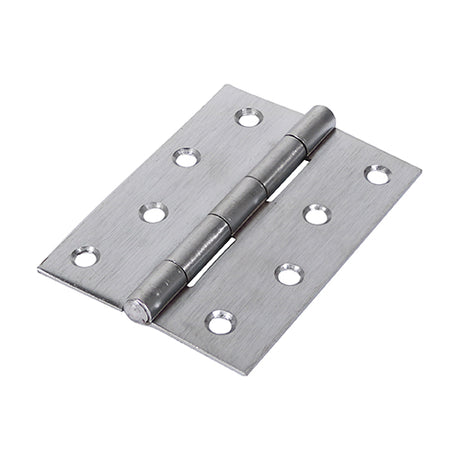 This is an image showing TIMCO Plain Butt Hinge - Fixed Pin (1838) - Satin Chrome - 100 x 70 - 2 Pieces Plain Bag available from T.H Wiggans Ironmongery in Kendal, quick delivery at discounted prices.