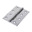 This is an image showing TIMCO Plain Butt Hinge - Fixed Pin (1838) - Polished Chrome - 75 x 50 - 2 Pieces TIMpac available from T.H Wiggans Ironmongery in Kendal, quick delivery at discounted prices.