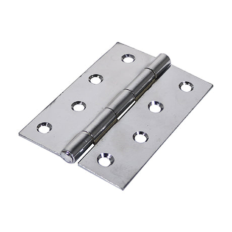 This is an image showing TIMCO Plain Butt Hinge - Fixed Pin (1838) - Polished Chrome - 75 x 50 - 2 Pieces Plain Bag available from T.H Wiggans Ironmongery in Kendal, quick delivery at discounted prices.