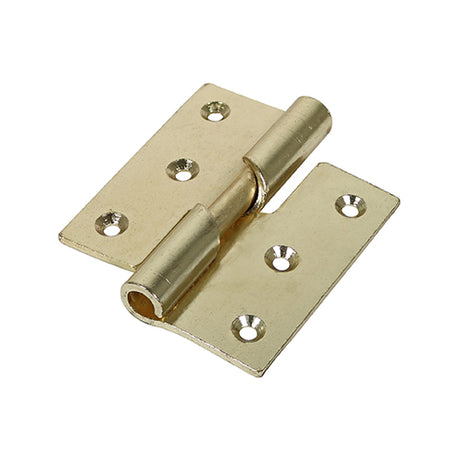 This is an image showing TIMCO Rising Butt Hinge (466) - Right Hand - Electro Brass - 75 x 72 - 2 Pieces Plain Bag available from T.H Wiggans Ironmongery in Kendal, quick delivery at discounted prices.