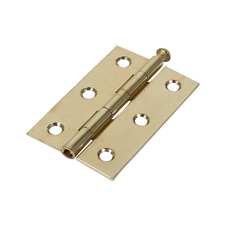 This is an image showing TIMCO Plain Butt Hinge - Loose Pin (1840) - Electro Brass - 75 x 50 - 2 Pieces TIMpac available from T.H Wiggans Ironmongery in Kendal, quick delivery at discounted prices.