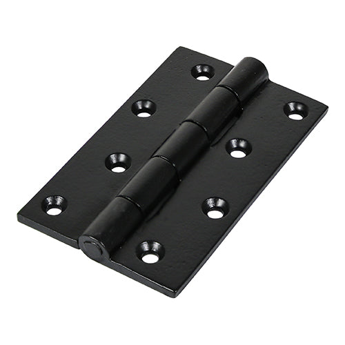 This is an image showing TIMCO Cast Iron Butt Hinge (200) - Black - 102 x 60 - 2 Pieces Plain Bag available from T.H Wiggans Ironmongery in Kendal, quick delivery at discounted prices.