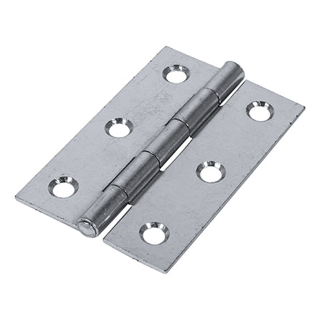 This is an image showing TIMCO Plain Butt Hinge - Fixed Pin (1838) - Zinc - 75 x 50 - 2 Pieces TIMpac available from T.H Wiggans Ironmongery in Kendal, quick delivery at discounted prices.