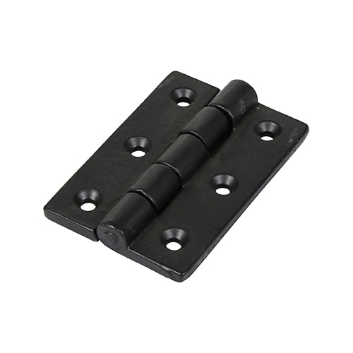 This is an image showing TIMCO Cast Iron Butt Hinge (200) - Black - 75 x 50 - 2 Pieces Plain Bag available from T.H Wiggans Ironmongery in Kendal, quick delivery at discounted prices.