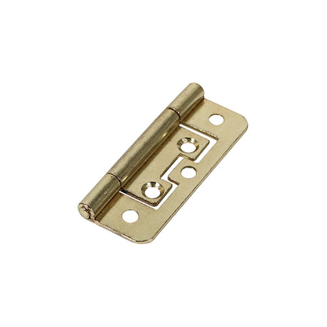 This is an image showing TIMCO Flush Hinge (105) - Electro Brass - 63 x 37 - 2 Pieces TIMpac available from T.H Wiggans Ironmongery in Kendal, quick delivery at discounted prices.