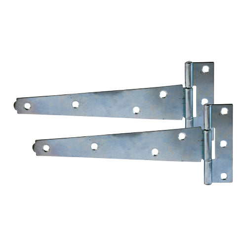 This is an image showing TIMCO Pair of Light Tee Hinges - Zinc - 12" - 1 Each Plain Bag available from T.H Wiggans Ironmongery in Kendal, quick delivery at discounted prices.