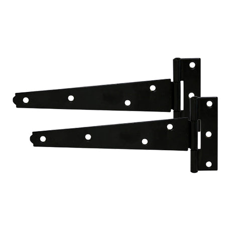 This is an image showing TIMCO Pair of Light Tee Hinges - Black - 12" - 1 Each Plain Bag available from T.H Wiggans Ironmongery in Kendal, quick delivery at discounted prices.