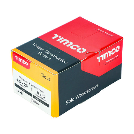 This is an image showing TIMCO Solo Chipboard & Woodscrews - PZ - Double Countersunk - Yellow - 4.5 x 20 - 200 Pieces Box available from T.H Wiggans Ironmongery in Kendal, quick delivery at discounted prices.