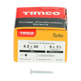 This is an image showing TIMCO Solo Chipboard & Woodscrews - PZ - Double Countersunk - Zinc - 4.5 x 40 - 200 Pieces Box available from T.H Wiggans Ironmongery in Kendal, quick delivery at discounted prices.