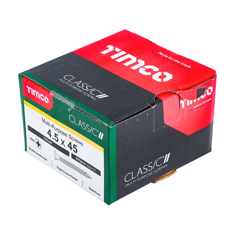 This is an image showing TIMCO Classic Multi-Purpose Screws - PZ - Double Countersunk - Yellow - 4.5 x 45 - 200 Pieces Box available from T.H Wiggans Ironmongery in Kendal, quick delivery at discounted prices.