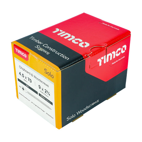This is an image showing TIMCO Solo Chipboard & Woodscrews - PZ - Double Countersunk - Zinc - 4.5 x 70 - 200 Pieces Box available from T.H Wiggans Ironmongery in Kendal, quick delivery at discounted prices.