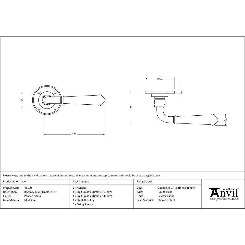 This is an image showing From The Anvil - Pewter Regency Lever on Rose Set available from trade door handles, quick delivery and discounted prices