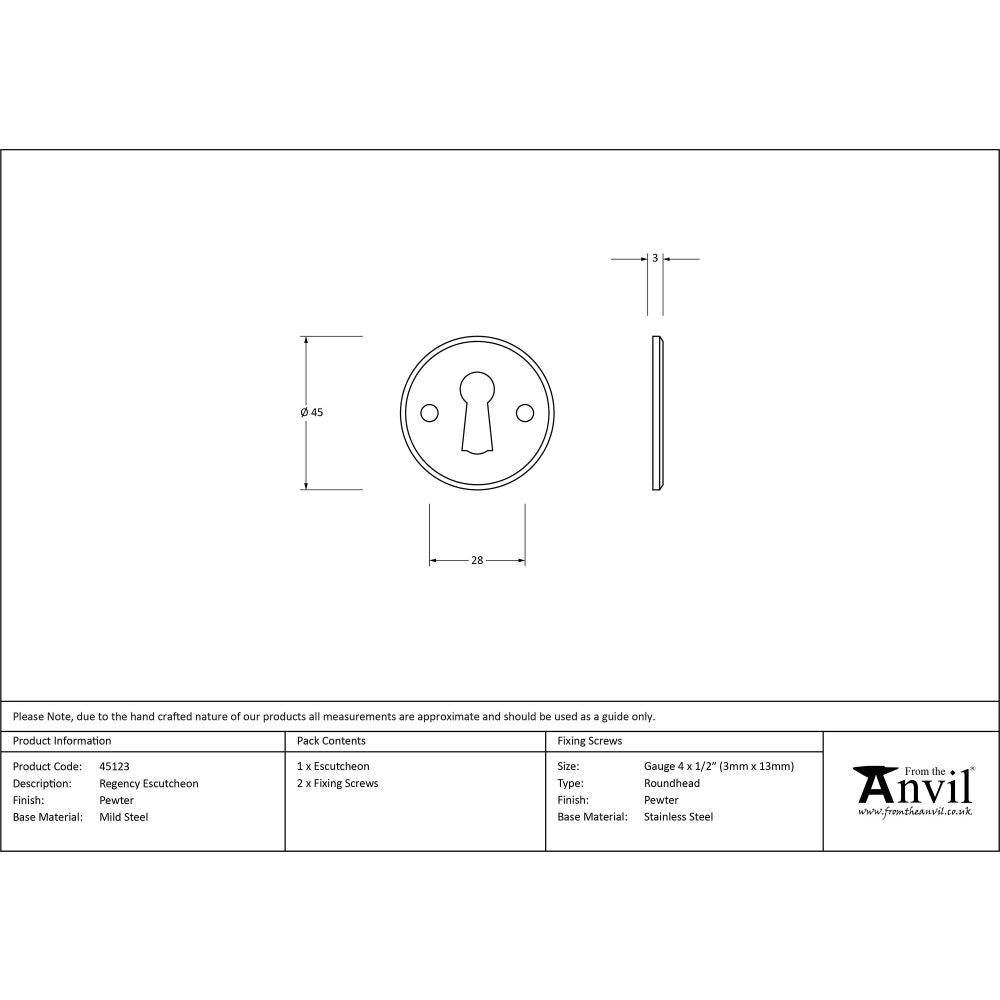 This is an image showing From The Anvil - Pewter Regency Escutcheon available from trade door handles, quick delivery and discounted prices