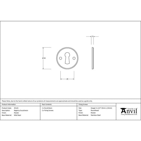 This is an image showing From The Anvil - Pewter Regency Escutcheon available from trade door handles, quick delivery and discounted prices