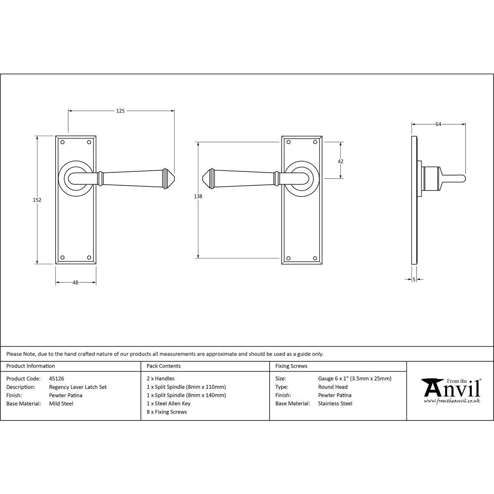 This is an image showing From The Anvil - Pewter Regency Lever Latch Set available from trade door handles, quick delivery and discounted prices