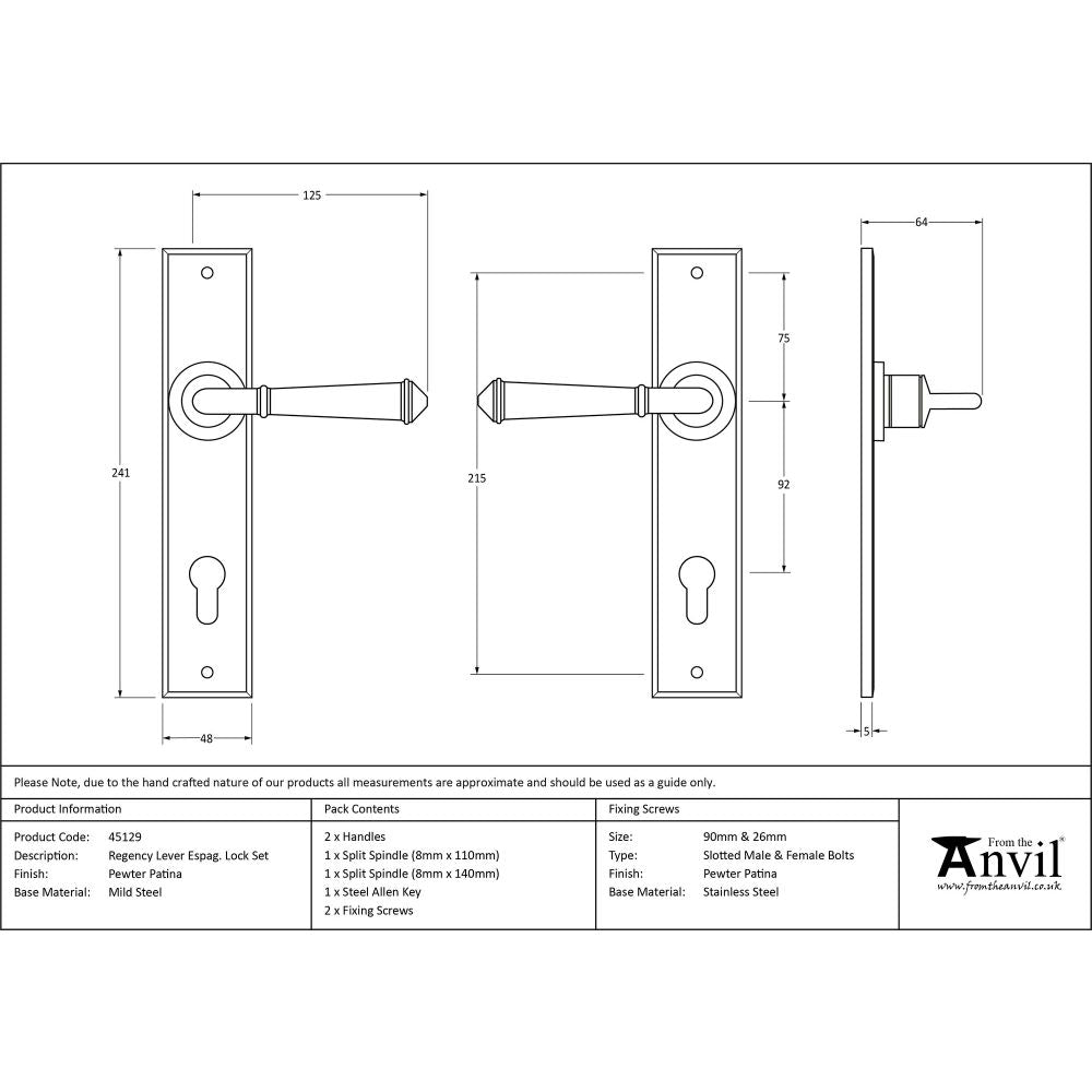 This is an image showing From The Anvil - Pewter Regency Lever Espag. Lock Set available from trade door handles, quick delivery and discounted prices