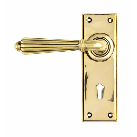 This is an image of From The Anvil - Aged Brass Hinton Lever Lock Set available to order from T.H Wiggans Architectural Ironmongery in Kendal, quick delivery and discounted prices.