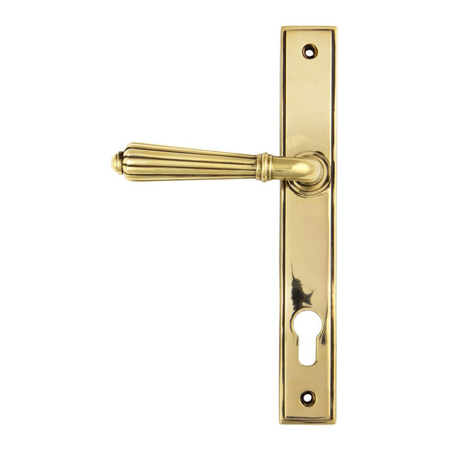 This is an image of From The Anvil - Aged Brass Hinton Slimline Lever Espag. Lock Set available to order from T.H Wiggans Architectural Ironmongery in Kendal, quick delivery and discounted prices.