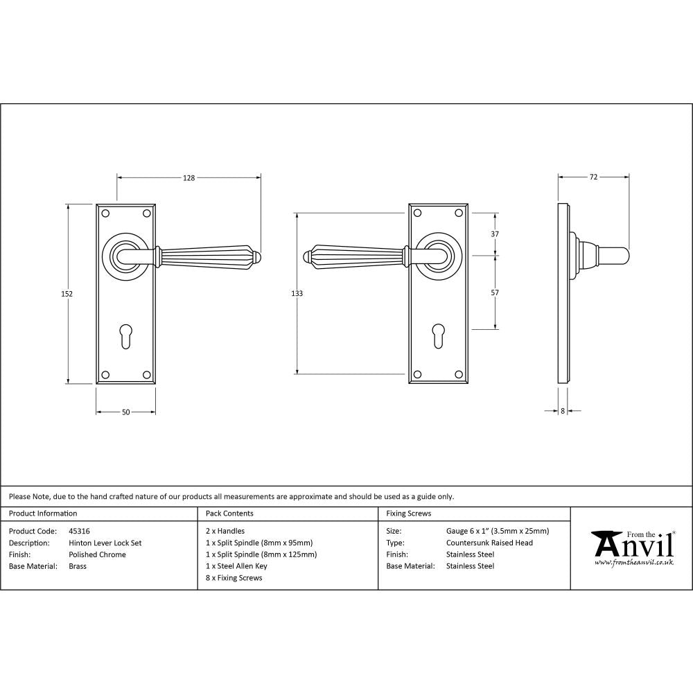 This is an image showing From The Anvil - Polished Chrome Hinton Lever Lock Set available from trade door handles, quick delivery and discounted prices