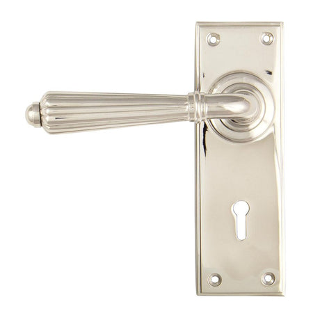 This is an image of From The Anvil - Polished Nickel Hinton Lever Lock Set available to order from T.H Wiggans Architectural Ironmongery in Kendal, quick delivery and discounted prices.