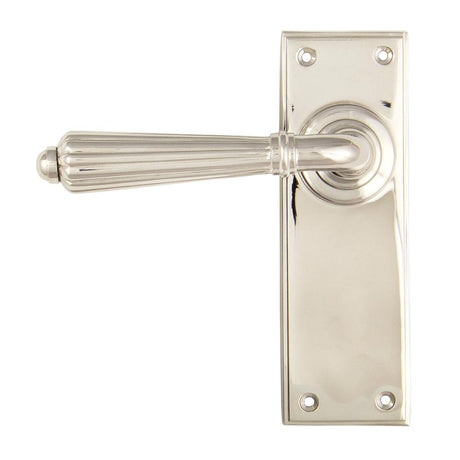 This is an image of From The Anvil - Polished Nickel Hinton Lever Latch Set available to order from T.H Wiggans Architectural Ironmongery in Kendal, quick delivery and discounted prices.